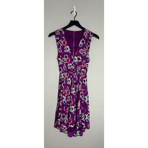 Express Purple Floral Sleeveless Open Back Dress Size 6